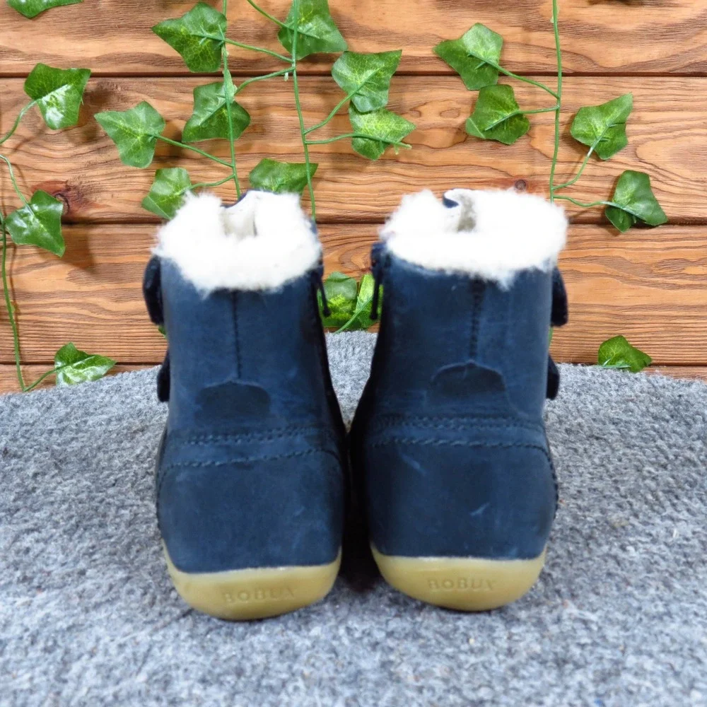 Bobux Aspen Unisex Baby Winter Boot Size 18 EU Cold Weather Navy Blue Leather